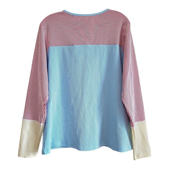 LANDS END Women's XL Top Rashguard Striped Multicolor Long Sleeve Quick Dry 44" - Picture 6 of 6